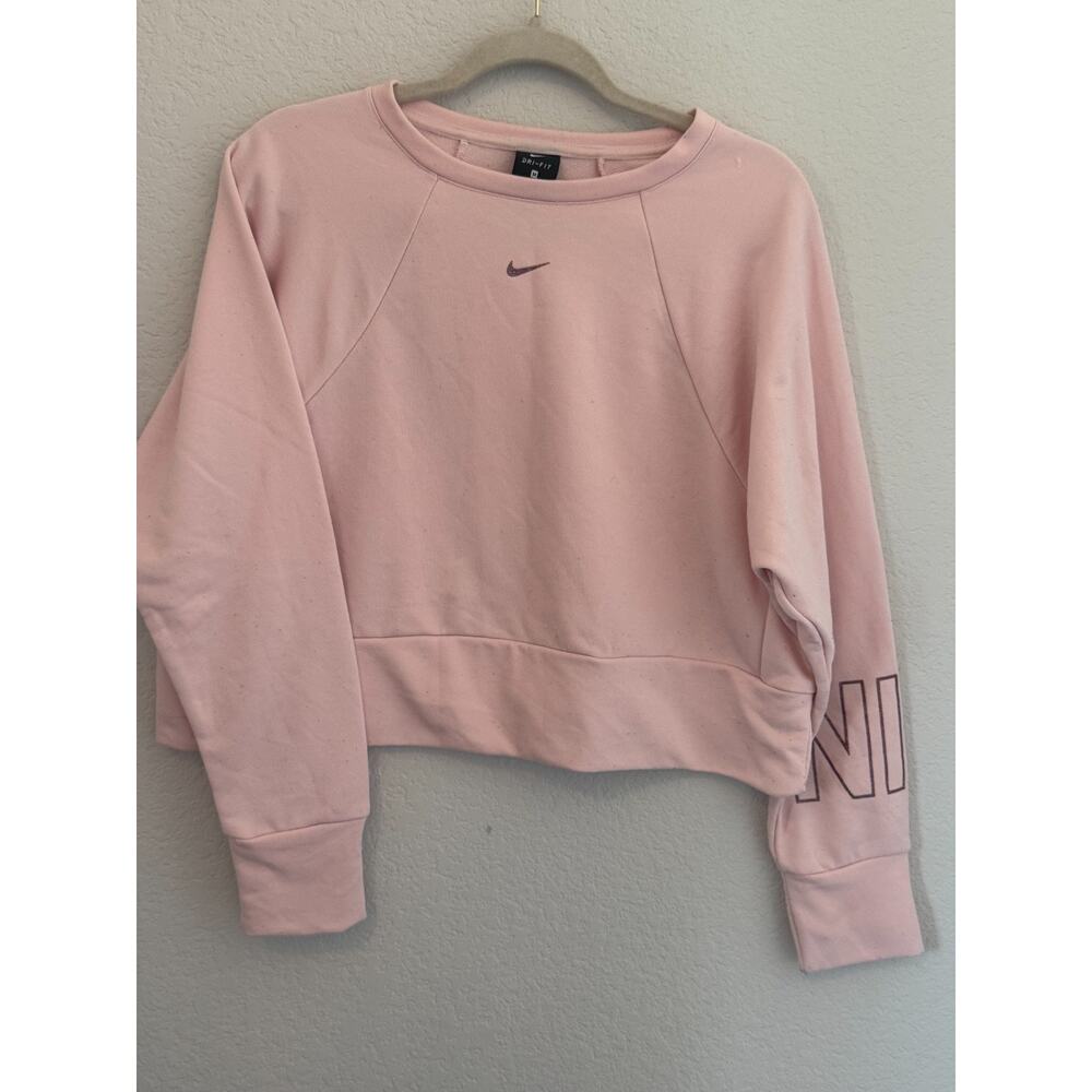Nike Get Fit Fleece Crew Dri-Fit Echo Pink Women Cropped Sweatshirt M BV5059-682 - Picture 2 of 11